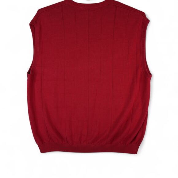 Cotton Traders Sweater Vest Mens 4XLT Red Cotton Knit Classic Preppy Christmas - Picture 3 of 7